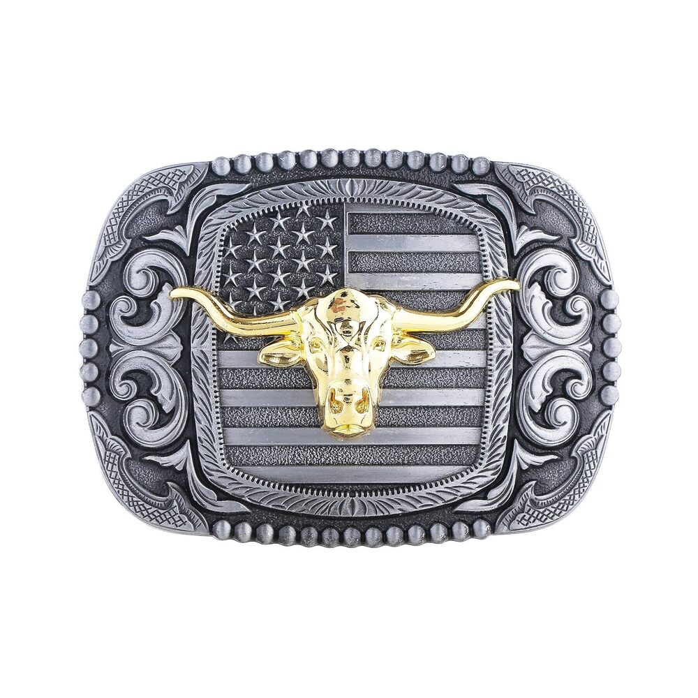 3824 Western Belt Buckle America Flag Patriotic Cowboy Rodeo Big Belt